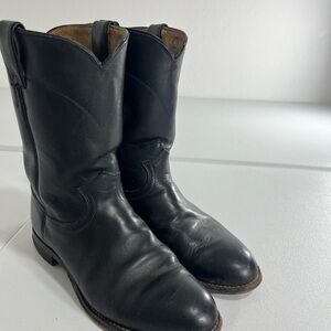 Justin Boots Black Leather Western Boots